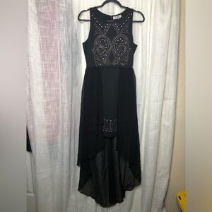 BLVD Black High Low Dress with Silver Accents